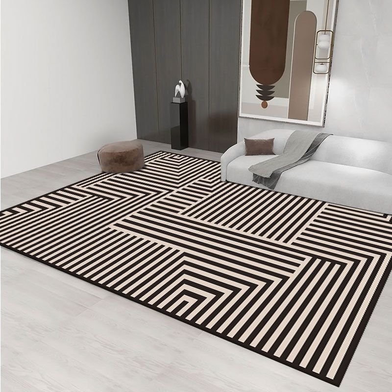 Creative Lines Printed Indoor Rug Modern Stylish Polyester Area Rug Easy Care Anti-Slip Backing Carpet for Living Room