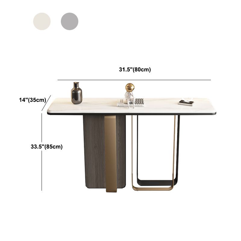 13" Wide Glam Accent Table Stone Rectangle Console Accent Table