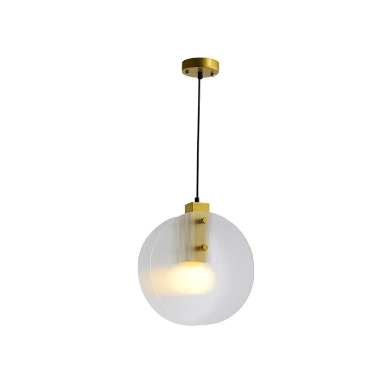 Dual Disc Bedroom Hanging Light White Textured Glass 1 Bulb Post Modern Pendant Lamp Fixture