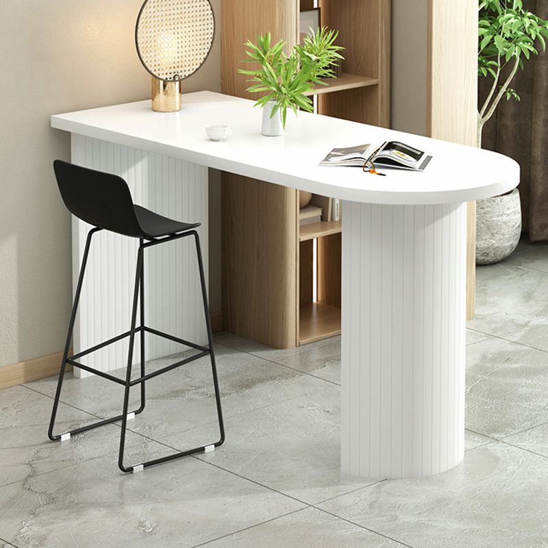 Modern White Bar Height Table Specialty Bar Wine Table with Double Pedestal