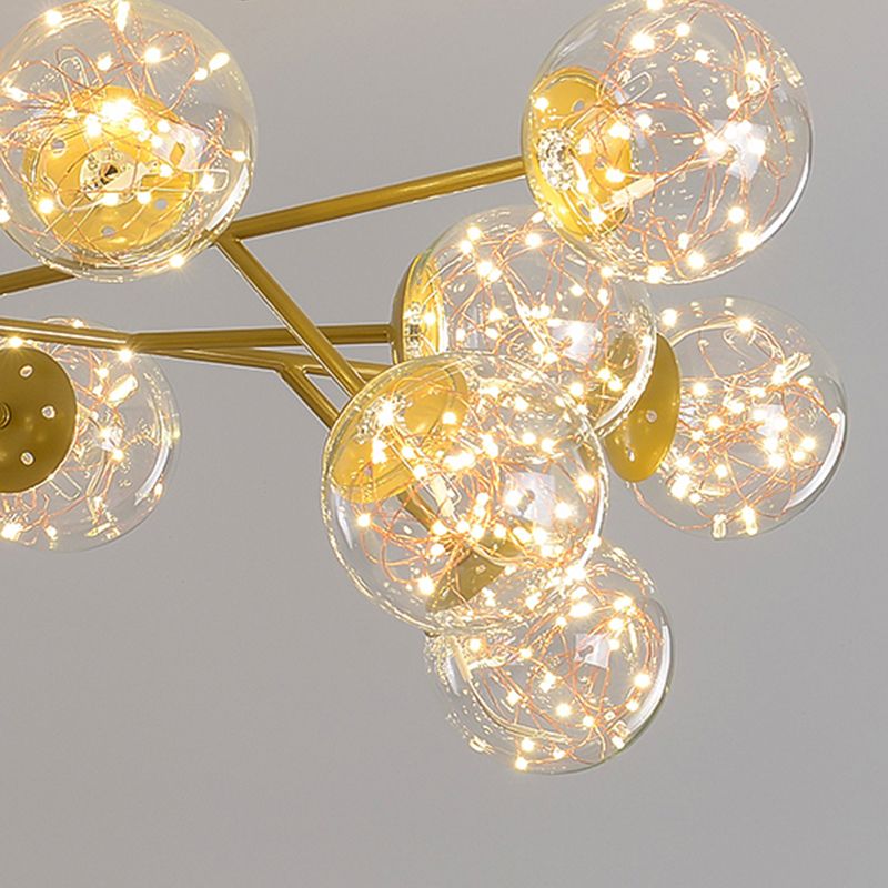 Modern Globe Pendant Chandelier Glass 18 Lights Chandelier for Living Room