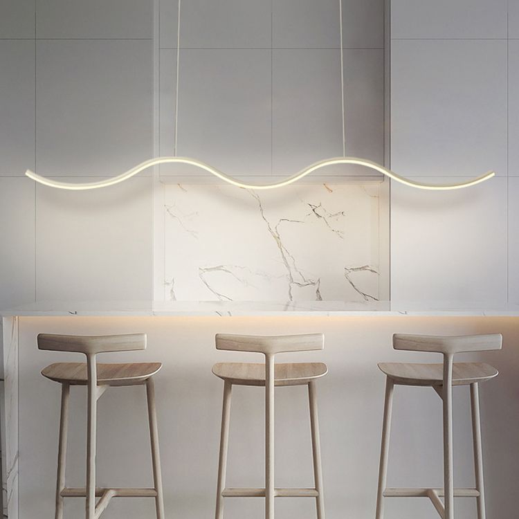 Metal Linear Shade Island Pendant Postmodern Style 1 Light Island Lighting for Living Room