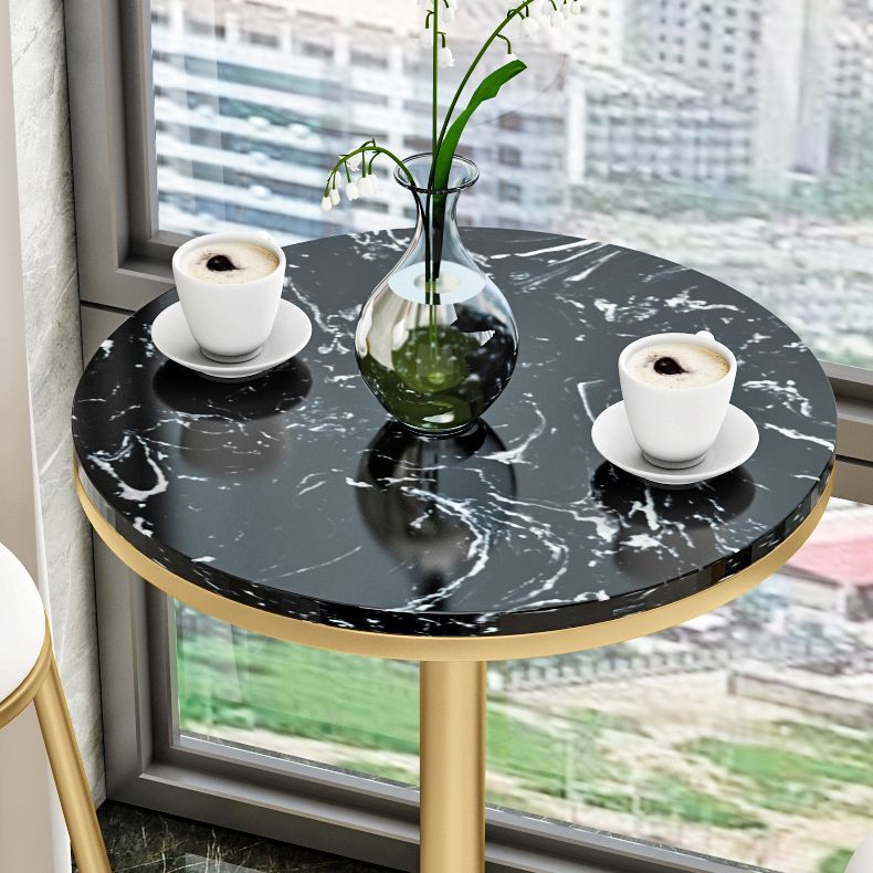 1/2/3 Pieces Glam Iron Bar Table Set Faux Marble Top Bistro Set with Pedestal