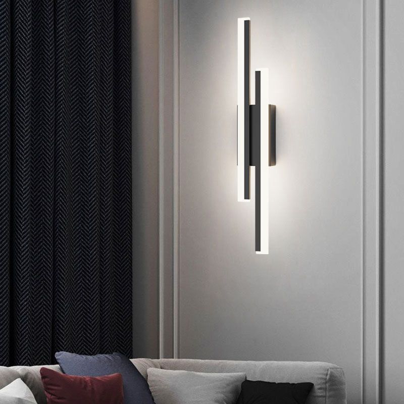Minimalist LED Wall Lamp Black Metal Sconce Lighting for Bedroom