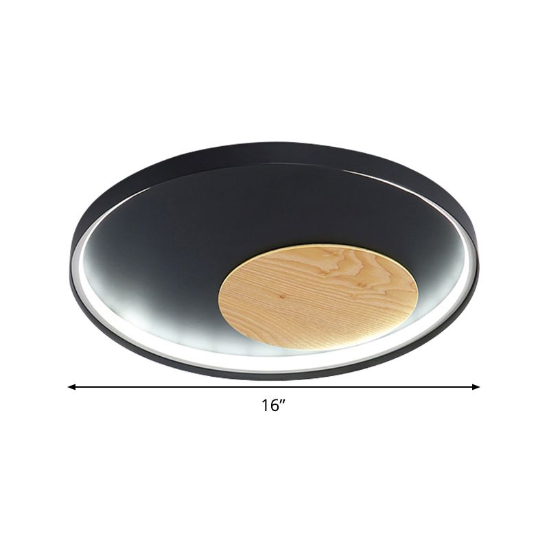 Disk Metal Ceiling Light Mounted Fixture Minimalist White/Black 12"/16"/19.5" Wide LED Flush Light, Natural Light/Remote Control Stepless Dimming