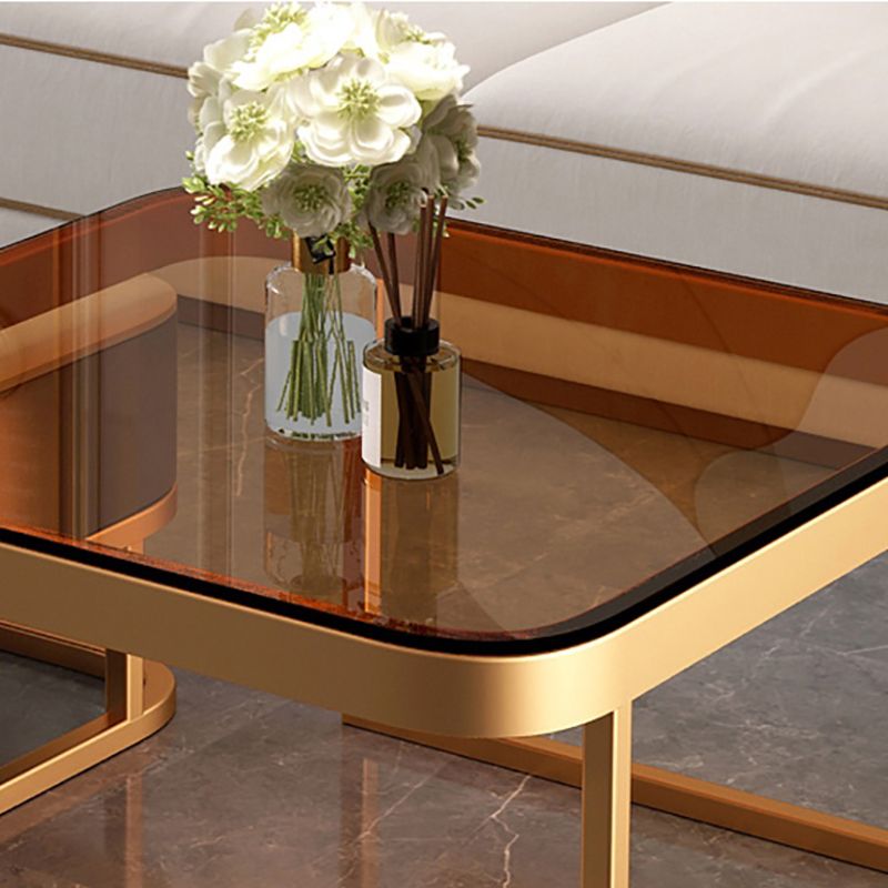 17.72" Tall Glam Style Coffee Cocktail Table Metal Frame 2 Nesting Coffee Table