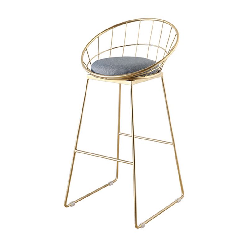 Scandinavian Upholstered Counter Chairs Bucket Barstools with Metal Legs for Home