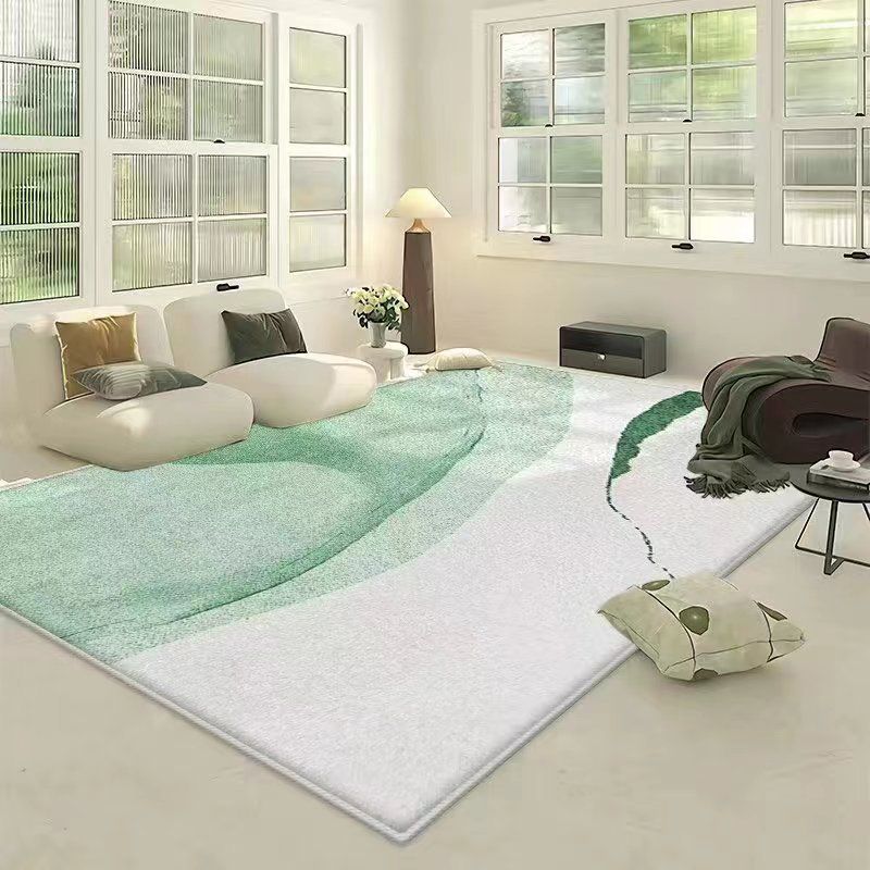Green Modern Rug Polyester Color Piece Area Rug Stain Resistant Rug for Sitting Room