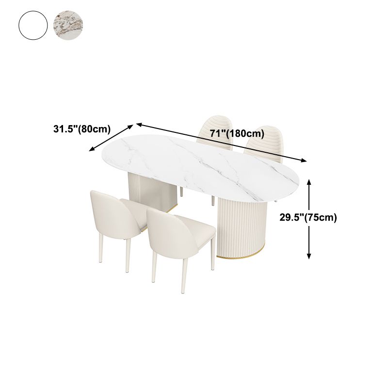 Oval Stone Top Dining Table Traditional Luxury Dining Table for Kitchen