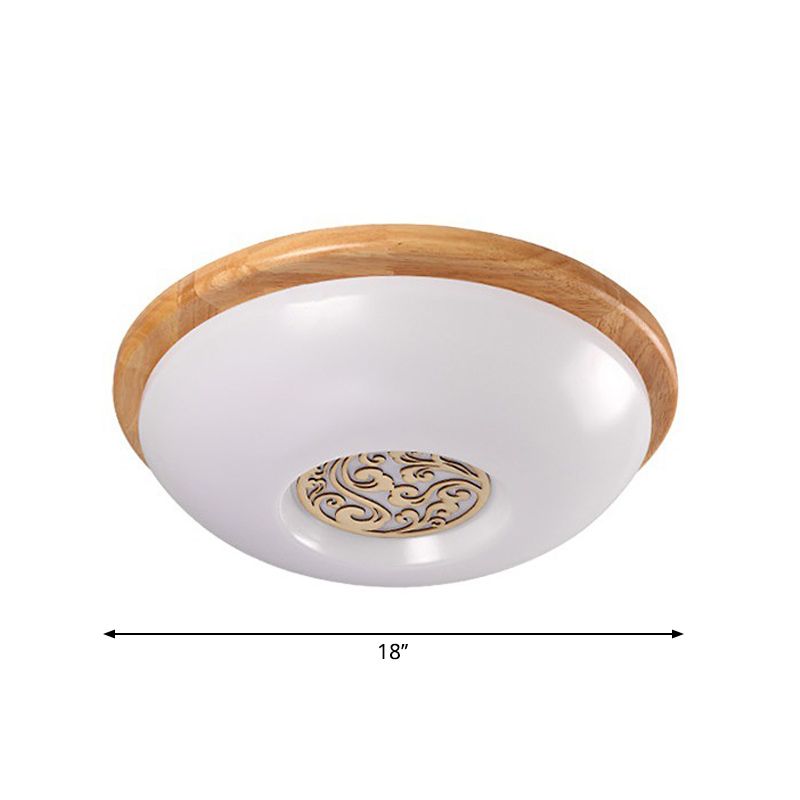 Holzschüssel-Deckeneinbauleuchte, moderne 14"/16"/18"-W-LED-Acryl-Unterputzbeleuchtung mit Wirbel-Blumenschnitzerei, warmes/weißes Licht