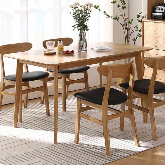 Mesa de comedor rectangular colección de comedor de madera maciza con 4 pies