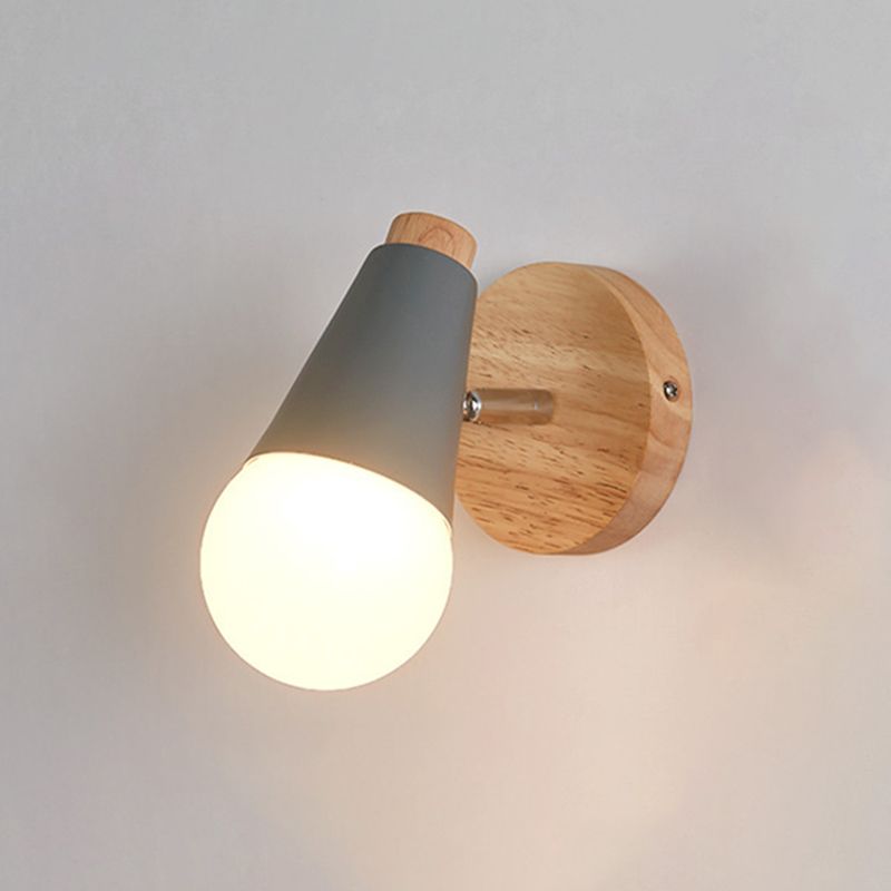 Modern Simple Fashion Style Geometric Shade Wall Sconce Wood 1 Light Sconces