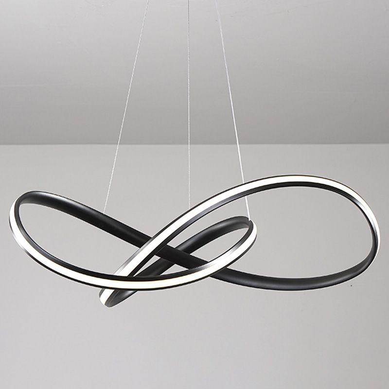 Seamless Curve Ceiling Pendant Light Simple Style Metal Dining Room LED Chandelier