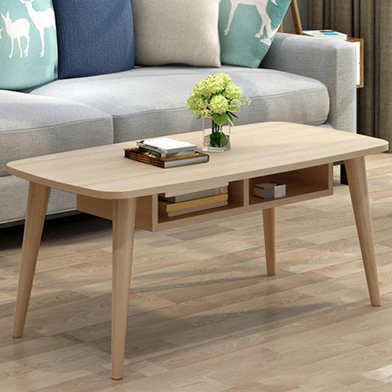 Rectangular Wood 4 Legs 1 Single Coffee Cocktail Table - 16.34" H