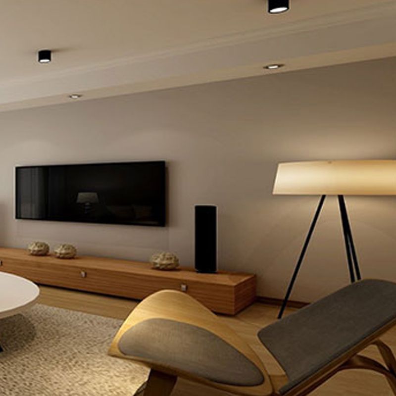 Modern Simple LED Ceiling Lamp Aluminium Cylindrical Flush Mount for Dining Room