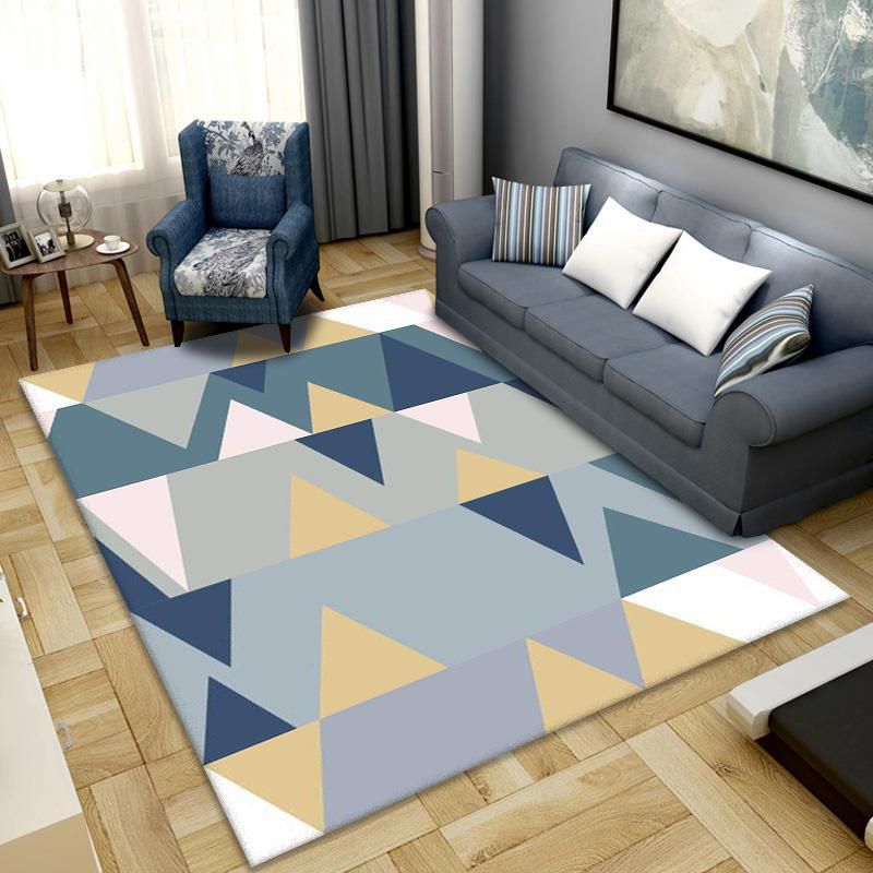 Simplicity Home Decoration Carpet Geometry Print Area Rug Polyester Non-Slip Backing Indoor Carpet