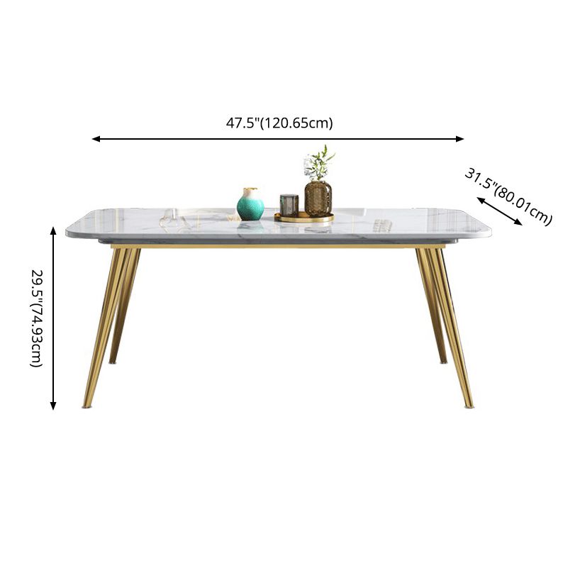 Fixed Sintered Stone Dining Room Set with Metallic 4 Legs Table Dining Room Furniture for Home Use
