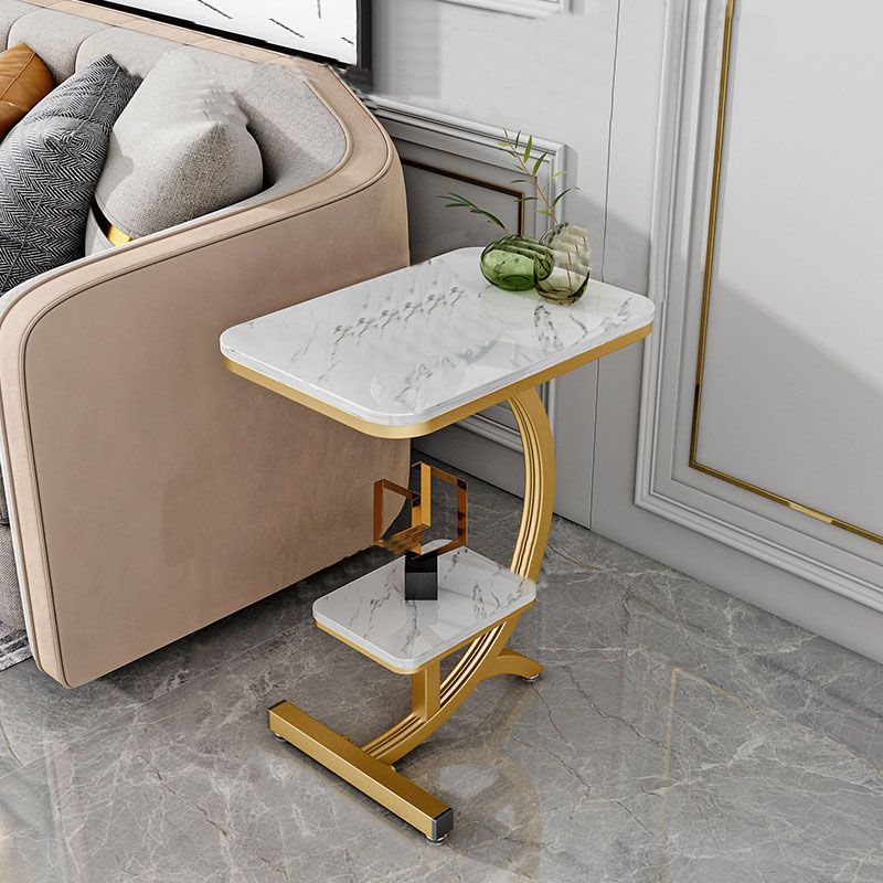 Minimalist Abstract End Table Rectangular Side Table with Storage