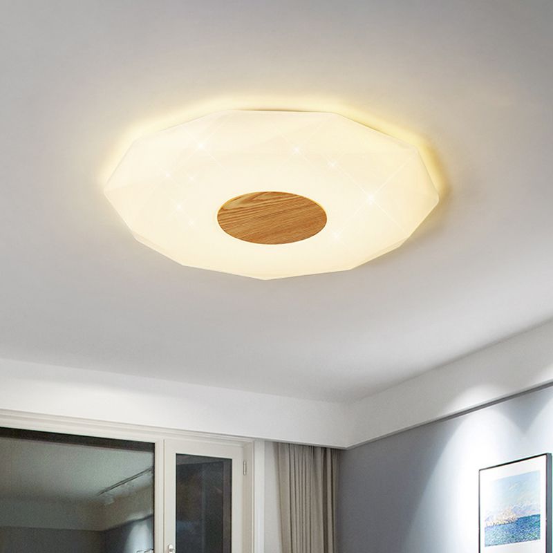 Polygon Acrylic Flush Mount Lamp Modernism 14.5"/18.5"/22.5" Width LED White Ceiling Flush in Warm/White Light