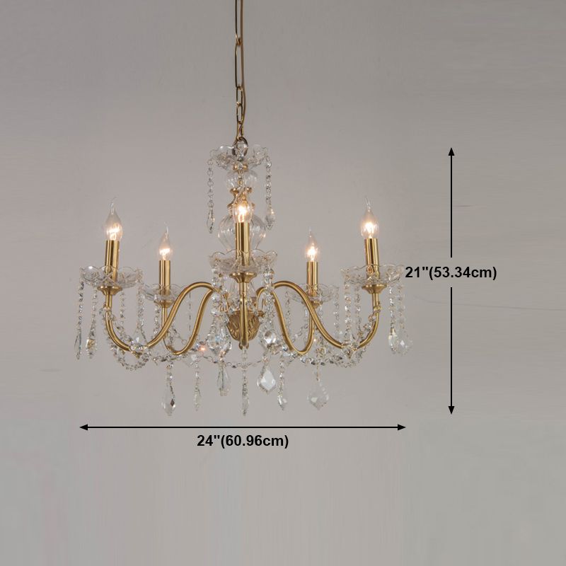 Candelabra Crystal Chandelier Lighting Fixture Rustic Style Living Room Hanging Chandelier