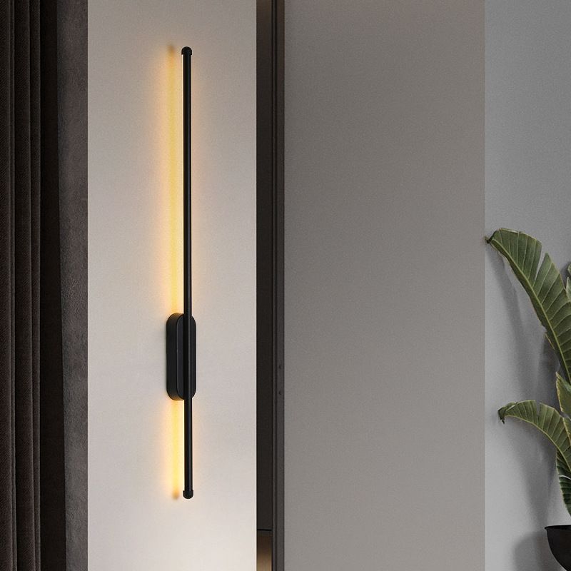 Contemporary Linear Sconce Lights Metal 1 Light Wall Mount Light Fixture in Black