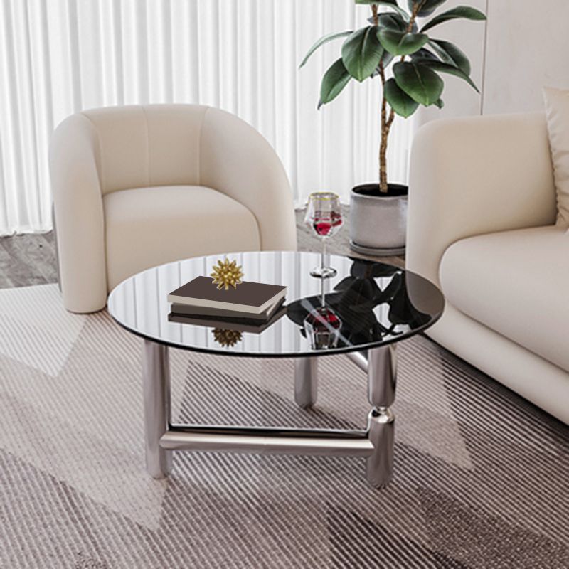 3 Legs Minimalist Coffee Round Table Open Shelf Cocktail Table