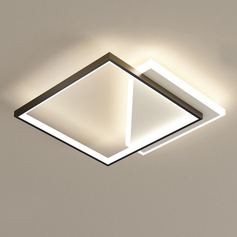 Black and White LED Flush Mount in Modern Style Aluminium Geometric Ceiling Light with Acrylic Shade