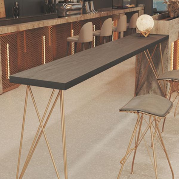 Glam Style Rectangle Bar Table Solid Wood 4 Legs Bar Wine Table