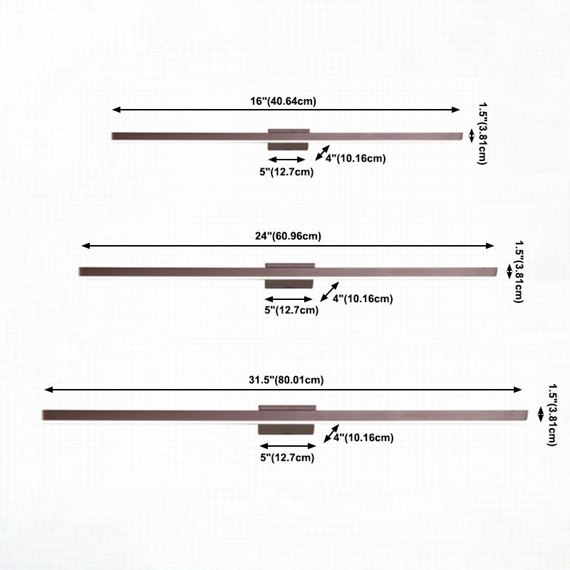 Luce da parete a forma lineare in stile moderno in metallo 1 luci lampada con doccia per doccia