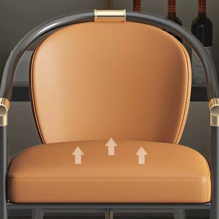 Glam Faux Leather Dining Chairs Metal Arm Dining Chairs for Restaurant Use