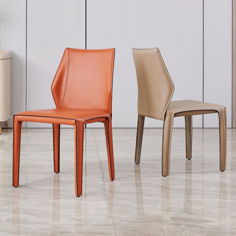 Modern Style Dining Chairs Armless Dining Chairs with Metal Legs for Kitchen