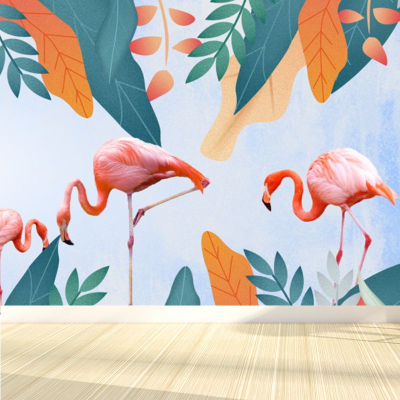 Standing Field Flamingo Mural Wallpaper Tropical Non-Woven Textured Wall Covering