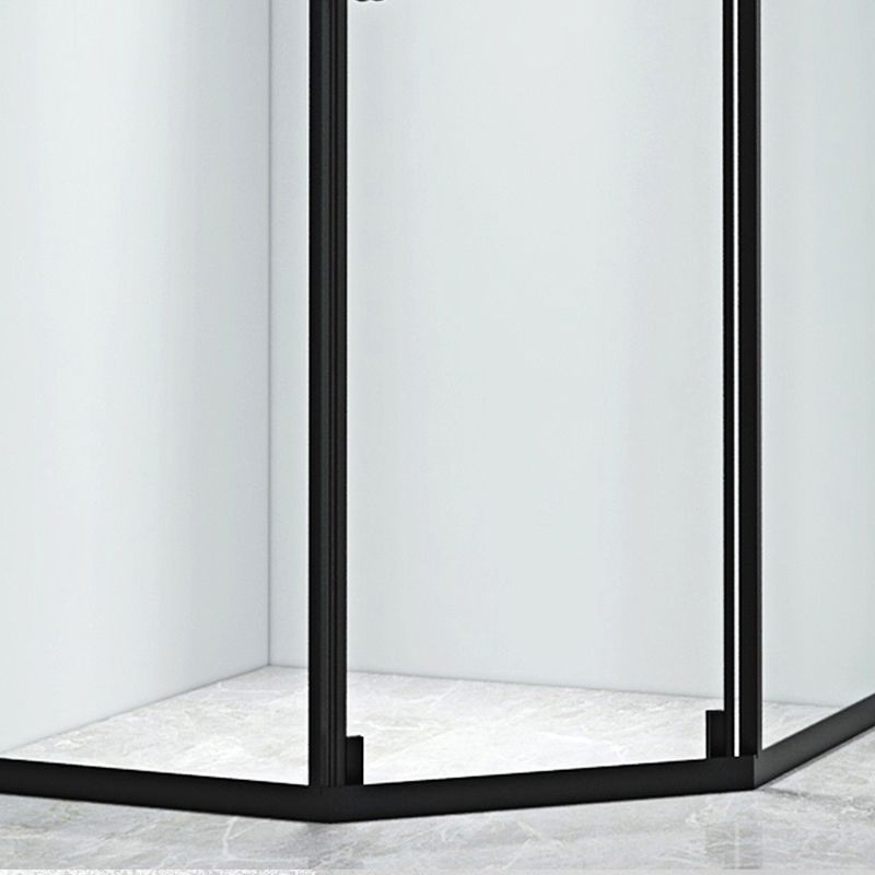 Black Framed Shower Enclosure Corner Single Sliding Shower Stall With Door Handles