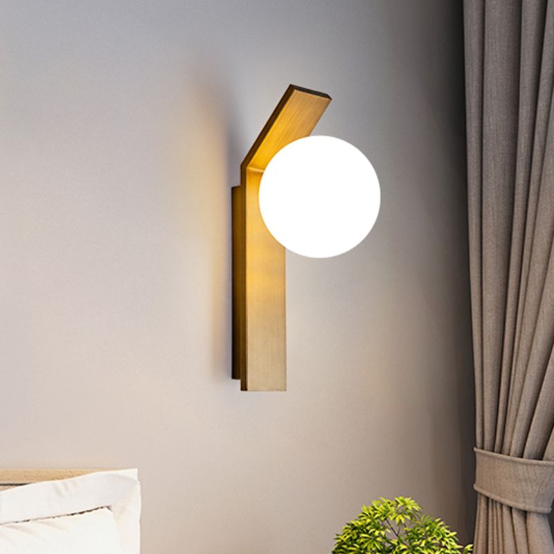 1 Glühbirnen Esszimmer Wandlampe moderne Bronze/Kupferleuchte Leuchte mit Ballmilchglas Schatten
