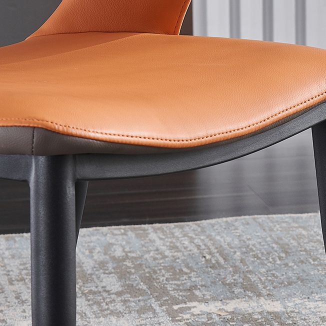 Faux Leather Dining Chairs Modern Style Open Back Arm Chair for Dining Room