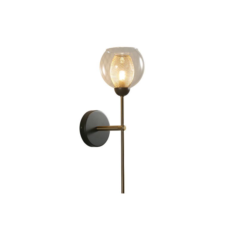 1-Light Round Shade Modern Simple Glass Wall Lighting Fixtures in Gold