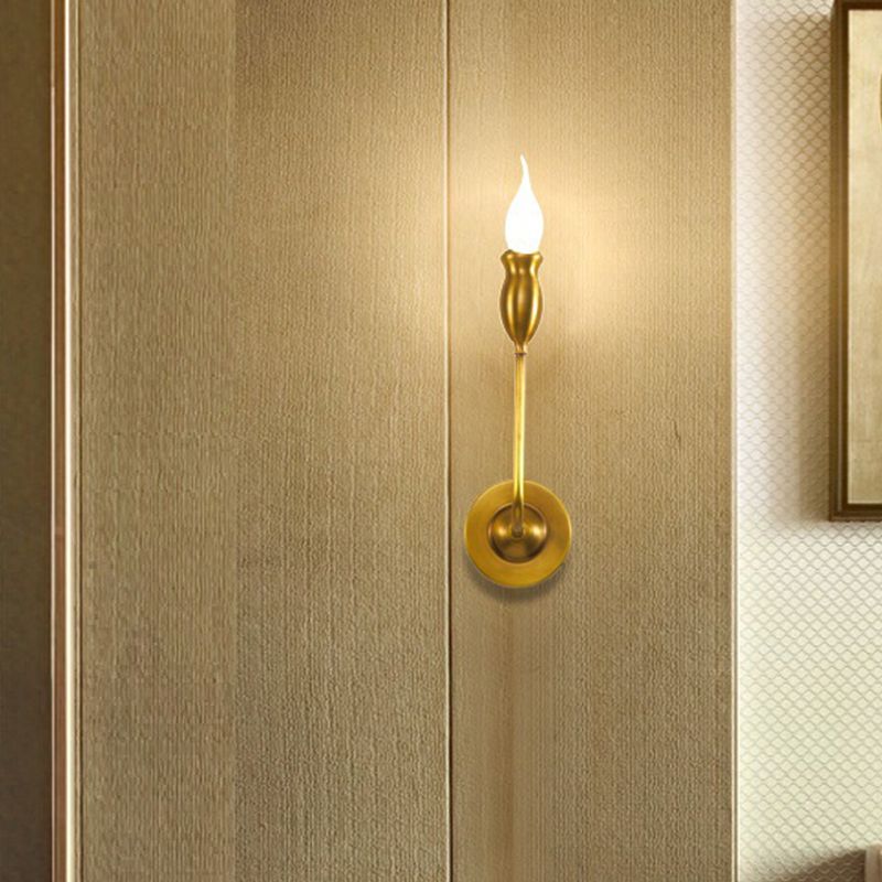 1/2-Head Metal Wall Lamp Vintage Style Brass Candle Dining Room Wall Sconce Lighting