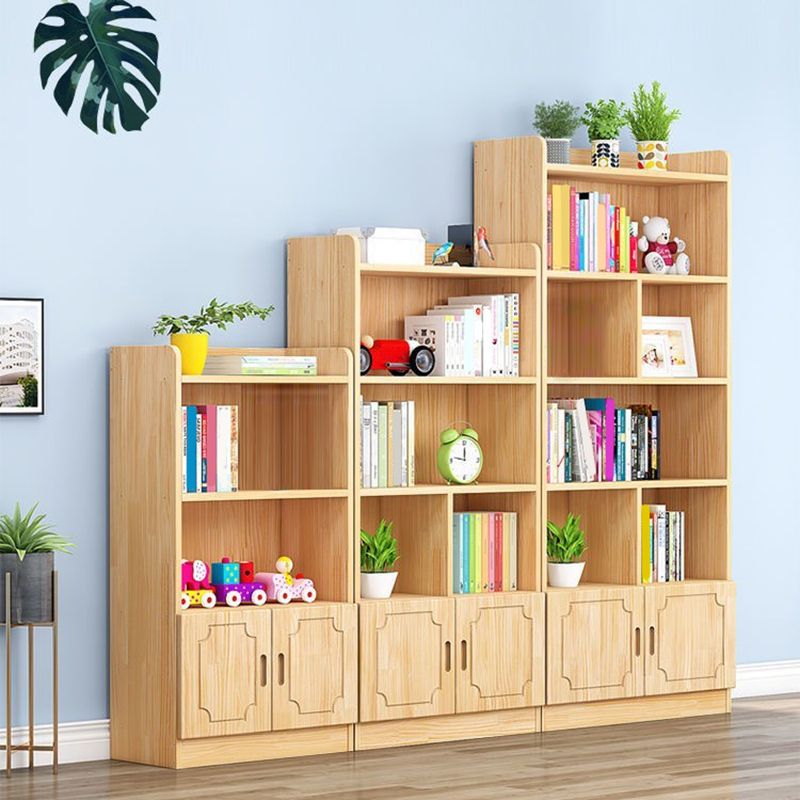 Modern Floor Vertical Bookshelf Brown Closed Back Wooden Shelf Bookcase for Bedroom