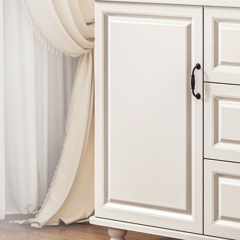 White Wood Accent Cabinet with Drawers 15.74" Wide Modern Standard Side Cabinet
