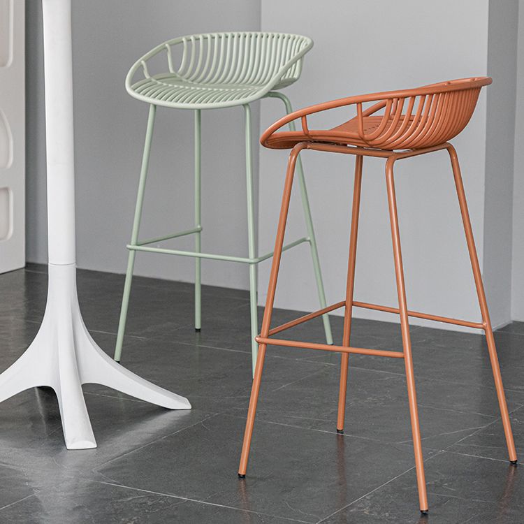 Contemporary Footrest Metal Barstool Matte Finish Restaurant Stool
