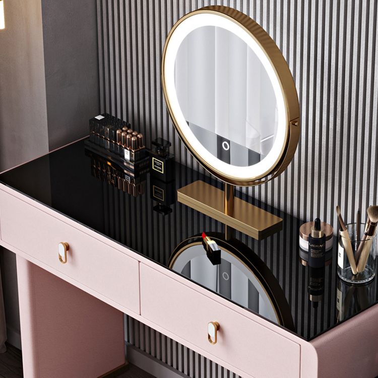 Light Glass Top Makeup Vanity Desk Storage Box Makeup Vanity Set