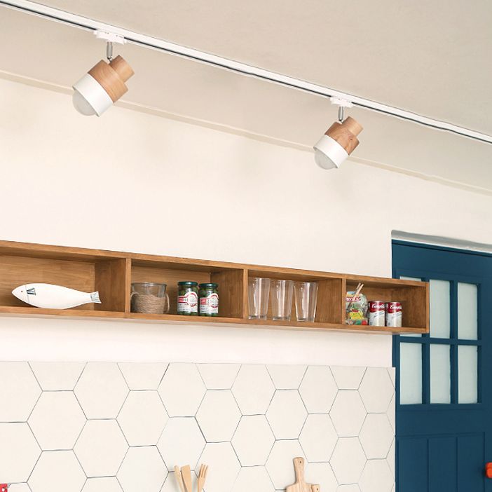 Iluminación LED sobre riel de estilo japonés, luz semiempotrada cilíndrica de madera maciza para el hogar, sala de estar y tienda de ropa, tienda comercial