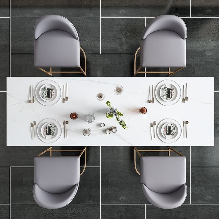 Modern Style Bar Table Set 1/2/5 Pcs Faux Marble Rectangular Bar Set for Indoor