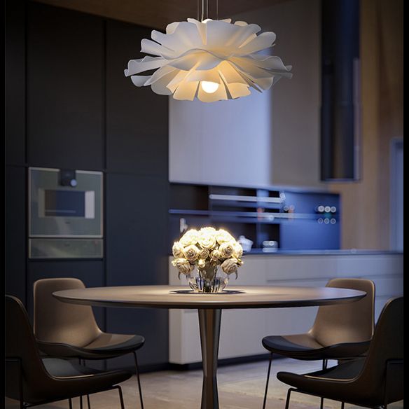 Bedroom Pendant Ceiling Light Nordic White Pendant Light Kit with Floral Acrylic Shade