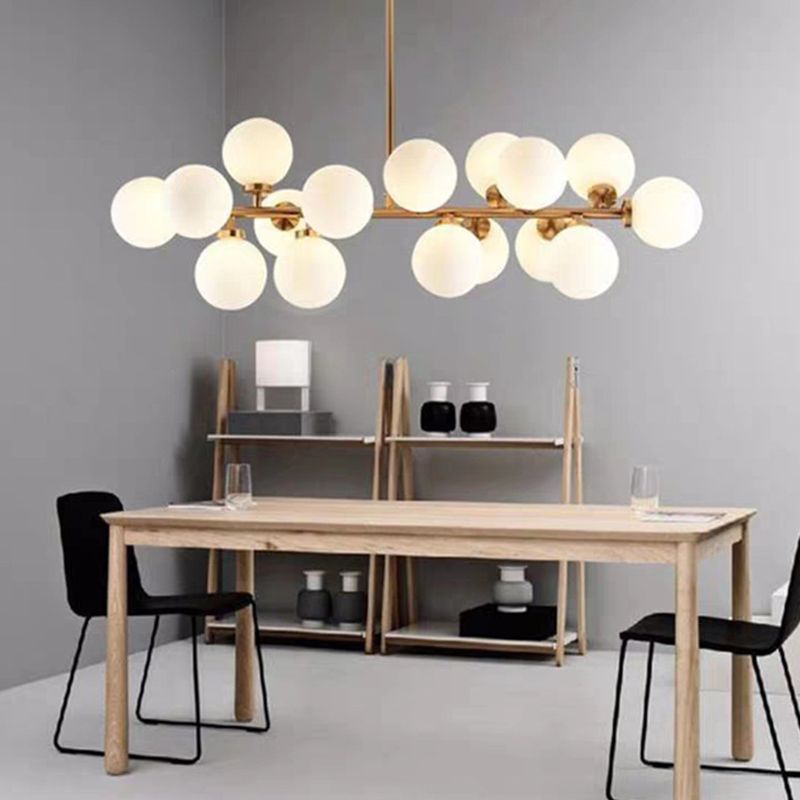 Modern Dining Chandelier Light Round Glass Shade Ceiling Hanging Light