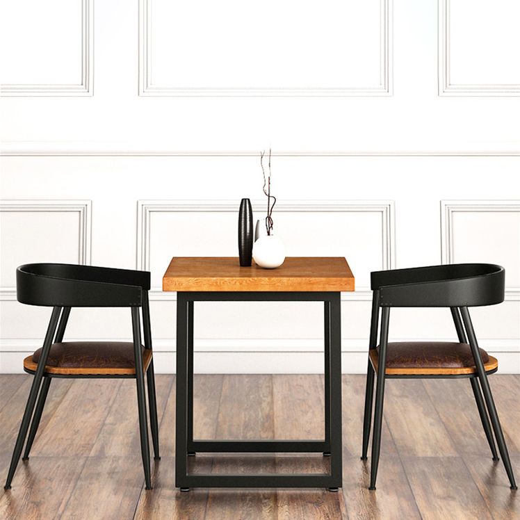 Industrial Style Solid Wood Dining Table Brown Square Table with Black Frame for Dinning Room