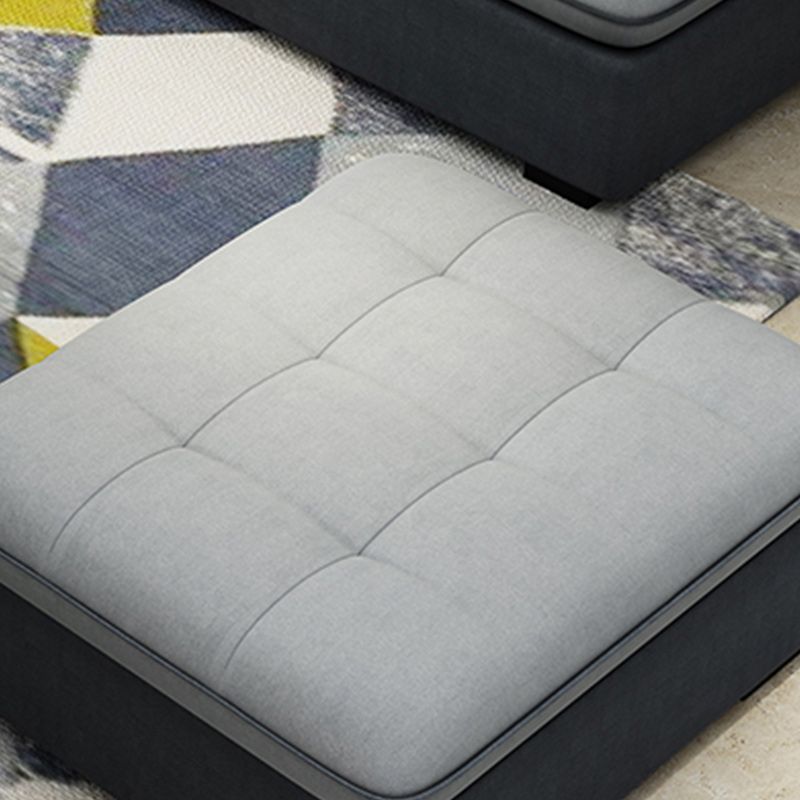 Farmhouse Linen Sofa with Chaise Pillow Top Arm 4-Seater Sofa