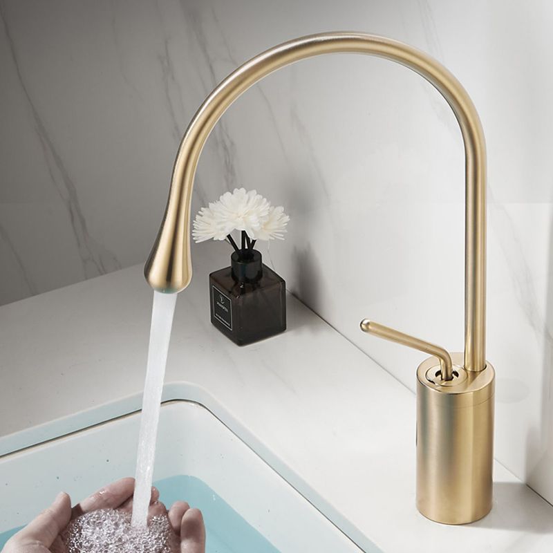 Luxury Circular Bathroom Sink Faucet with 1-Handle Brass Lavatory Faucet