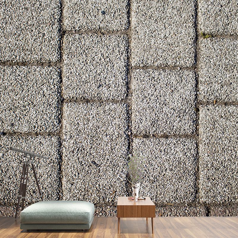 Gray Brick Wall Mural Environment Friendly Wall Covering for Sleeping Room