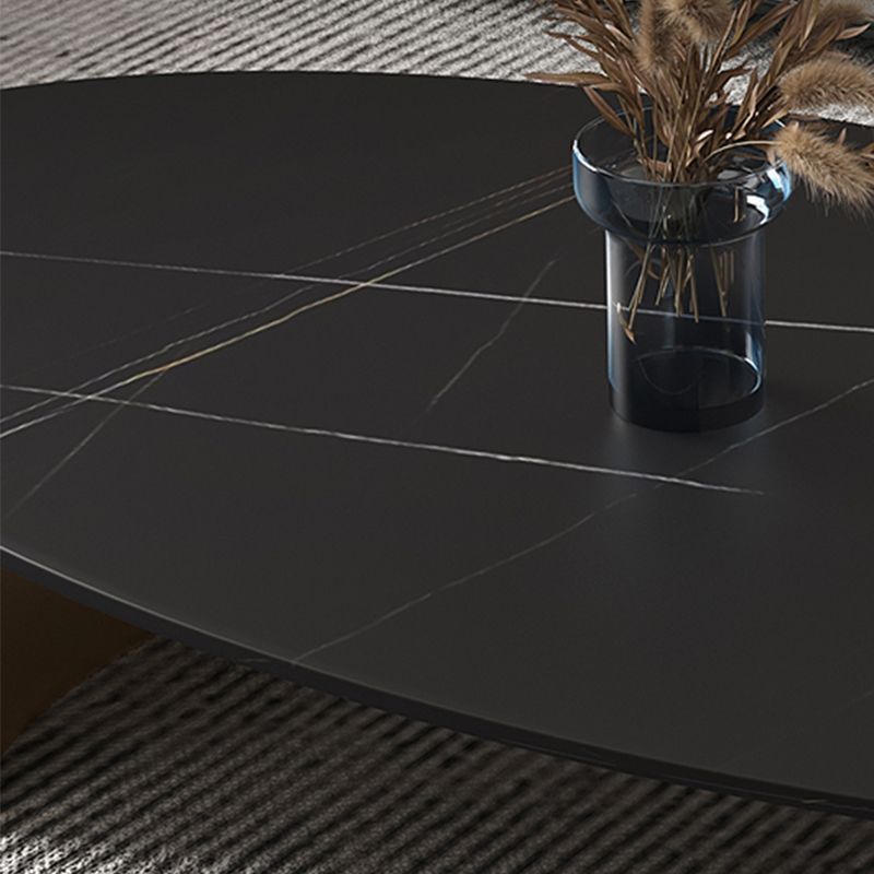 15.75" H 1 Single Coffee Table Glam Elliptical Stone Cocktail Table